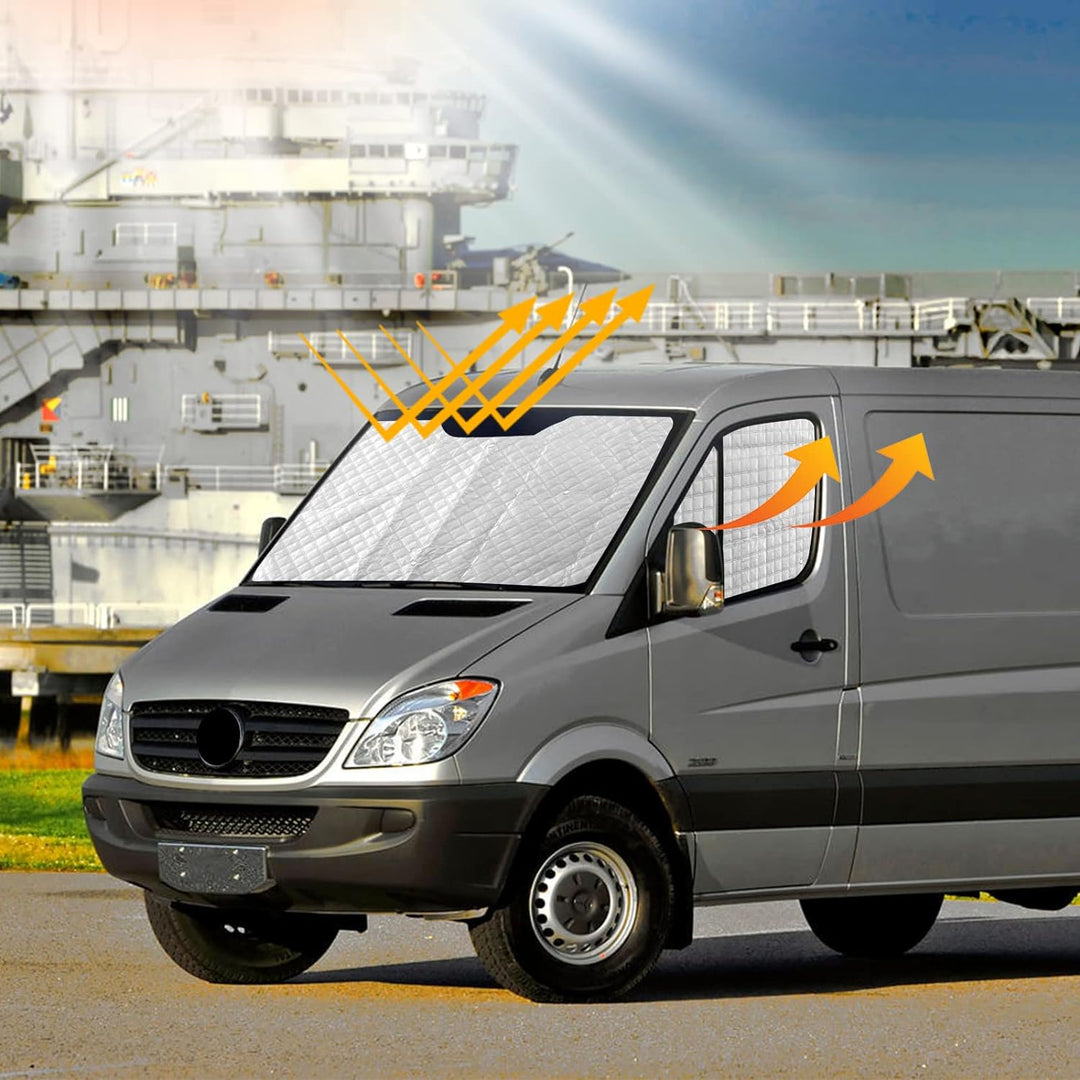 Thermomatte Fahrerhaus Innen für Mercedes Sprinter 2006-2019, 3 Stk Wasserdicht UV-Proof Sonnenschut