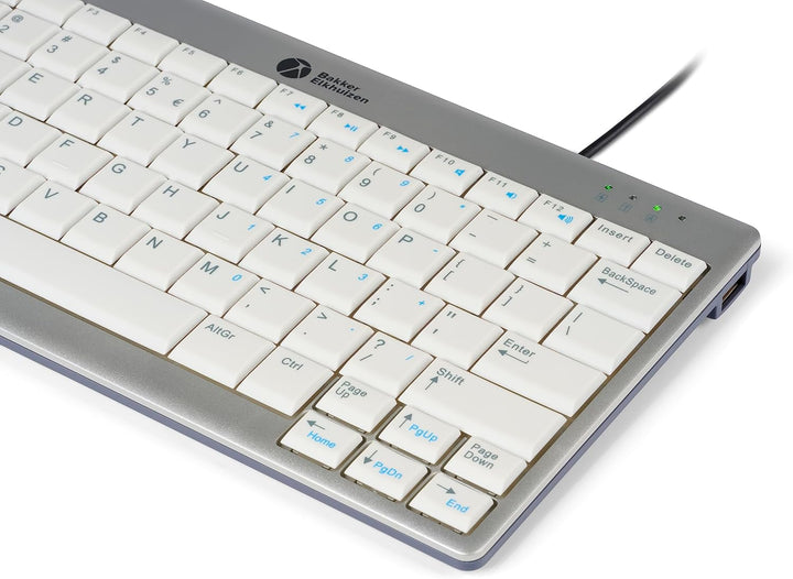 BakkerElkhuizen UltraBoard 950 Kompakte Tastatur, US-Layout QWERTY, verkabelt, hellgrau/weiss