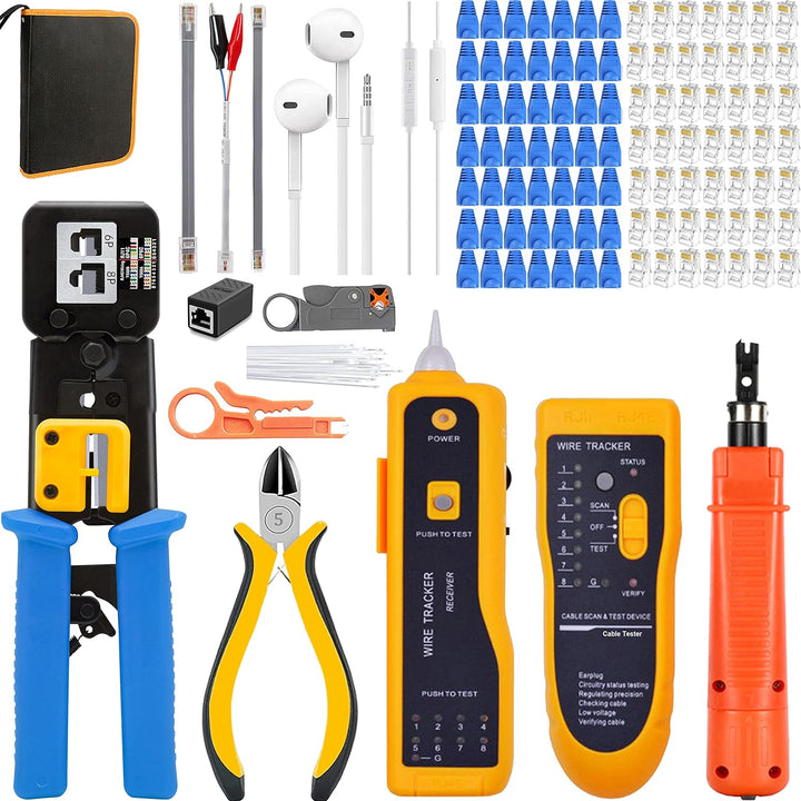 MAYLINEE Crimpstecker Set RJ45 Netzwerk Werkzeug Set Crimpzange werkzeugsatz, Patchkabel Wartung LAN