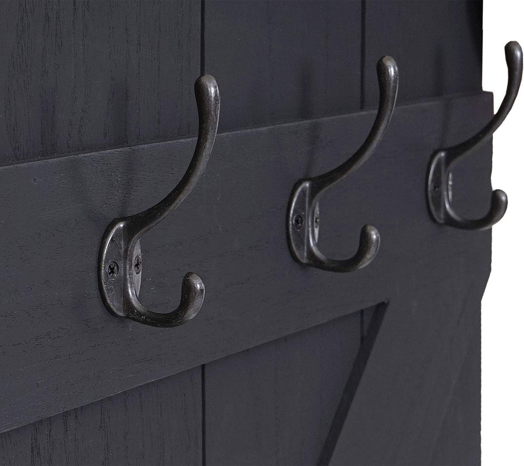 Mendler Tassenhalter HWC-D13, Hängeregal Tassenbrett Wandboard, 6 Haken 91x60cm - dunkelgrau Dunkelg