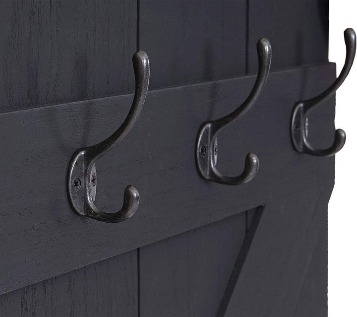 Mendler Tassenhalter HWC-D13, Hängeregal Tassenbrett Wandboard, 6 Haken 91x60cm - dunkelgrau Dunkelg