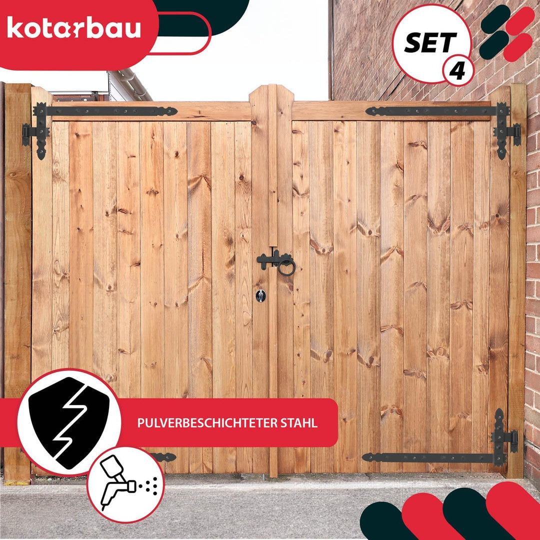 KOTARBAU® Winkelband 800 x 50 mm Set 4x Kloben + 4x Winkelscharnier für Tore Pforten Dekorativ, 800