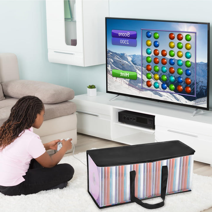 QWORK® 4 Stück DVD-Aufbewahrungstaschen, Platz für 160 DVDs CDs Videospiele, Transparentes PVC & Pol