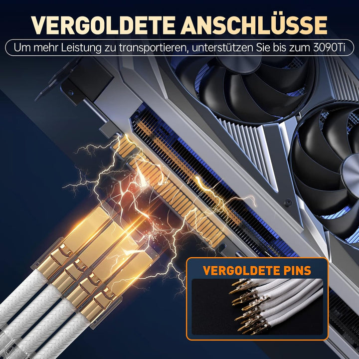 AsiaHorse PSU Cable Extension for Power Supply with Transparent Plug and Cable Combs 24 Pin / 2 x 8