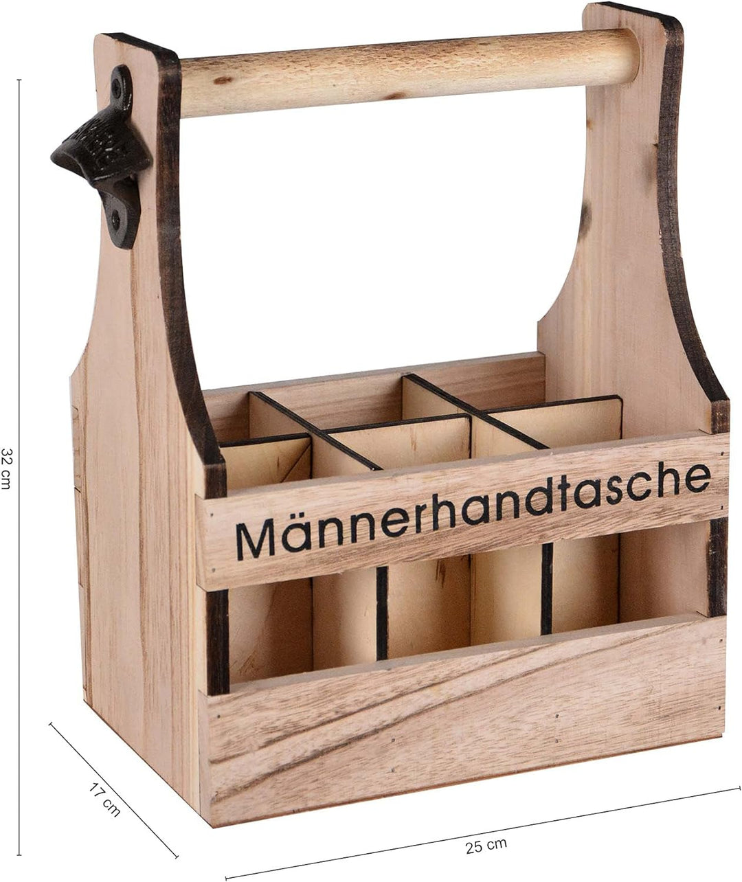 UNUS Home Männerhandtasche Bier, Flaschenträger aus Holz für 6 Flaschen, Bierträger mit Flaschenöffn