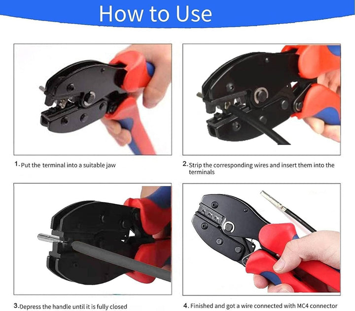 QeeHeng Solarpanel-Crimpzange, Crimper für 2,5/4/6 mm Solarpanel-PV-Kabel LW75, LW75