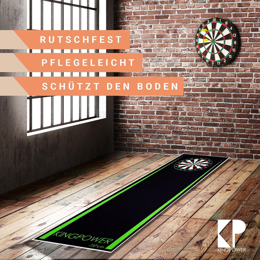 Kingpower Dartteppich mit Abwurflinie, Dart Zubehör mit Motiv, Dartmatte mit Oche, pflegeleichter Te