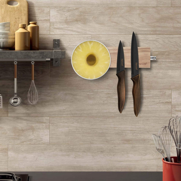 hecef 6 Zoll Magnetikwerkzeughalter, Akazienholzmagnetikmesserbar, Küchenwerkzeug speichern, verschi