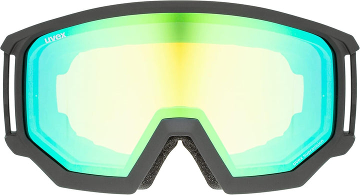 uvex Unisex Athletic Fm Skibrille (1er Pack) Einheitsgrösse black matt/green-LGL, Einheitsgrösse bla