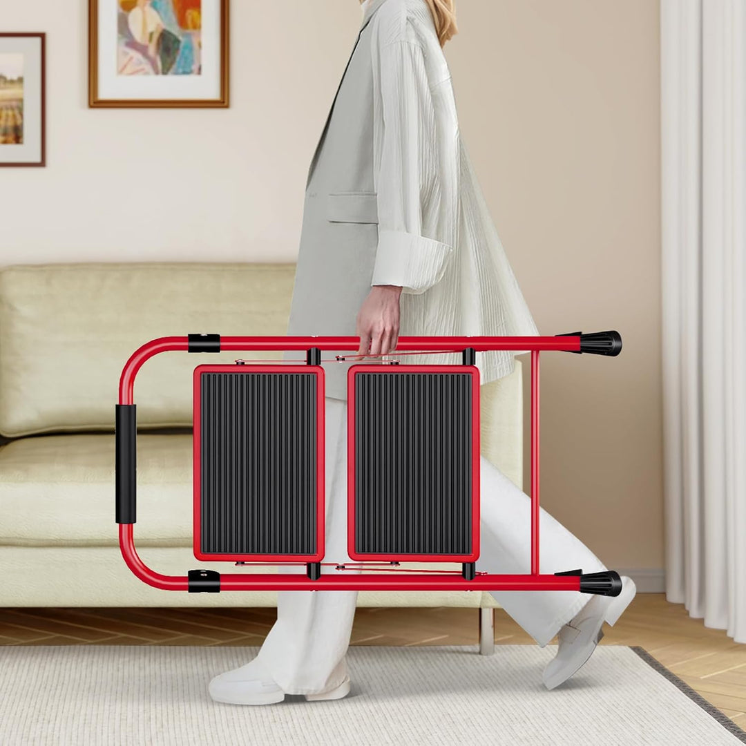 KINGRACK 2 Stufen Leiter, Trittleiter mit Handläufen, Stufenleiter, Klappleiter Tritthocker, Klapptr