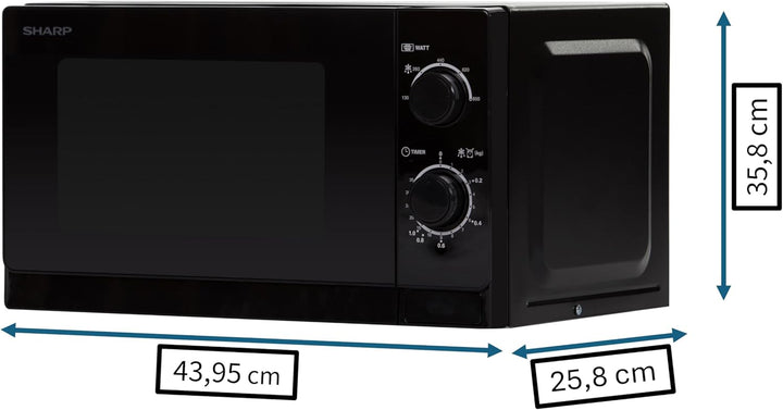 Sharp R200BKW Solo-Mikrowelle / 20 L / 800 W / 5 Leistungsstufen / Timer von 35 Minuten bis 00 Sekun