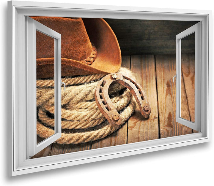 islandburner Bild auf Leinwand Fensterblick Cowboy Sagenhafter Effekt Wandbild Leinwandbild XDHA