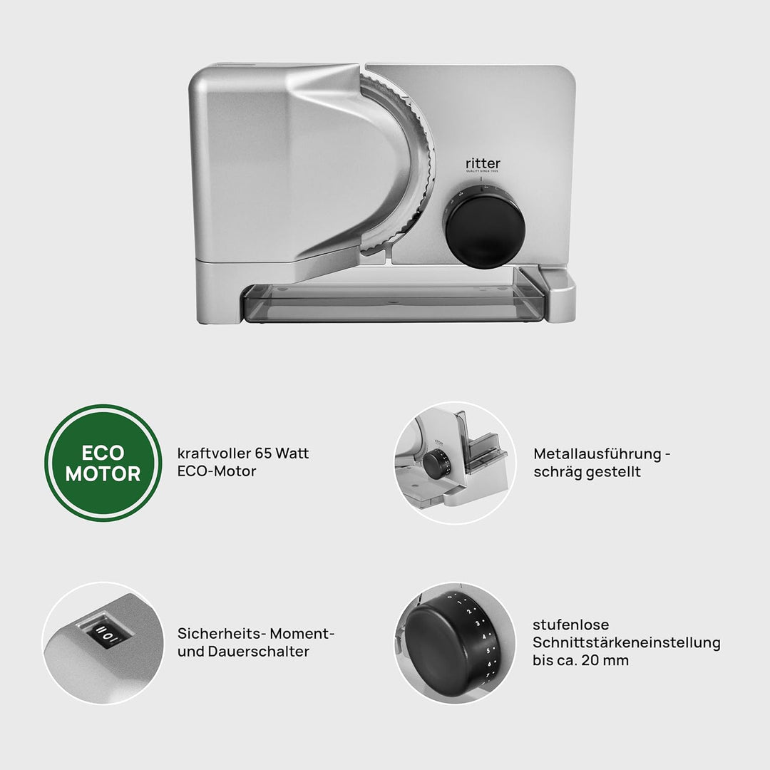 ritter E 16 E Elektrischer Allesschneider & Brotschneidemaschine aus Metall mit elektrolytisch polie