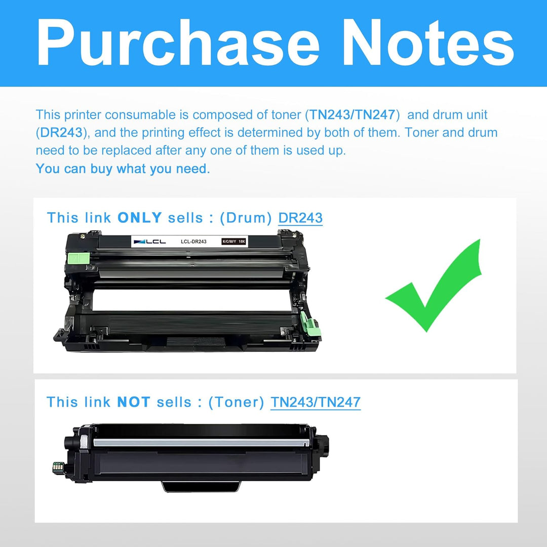 LCL Kompatibel Drum for Black DR-243 DR243 DR243CL DR-243CL (1 Drum) Ersatz für Brother HL-L3210CW H