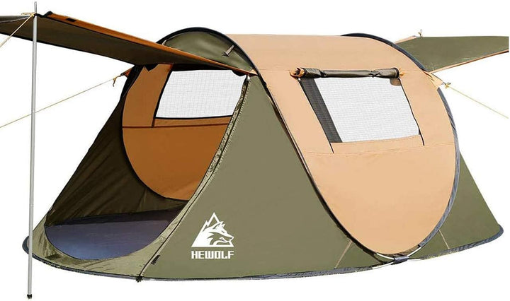 HEWOLF Wurfzelt Pop Up Zelt 2-4 Personen Camping Zelt mit Vorzelt 3 Jahreszeiten Leichtes Grosses Fa