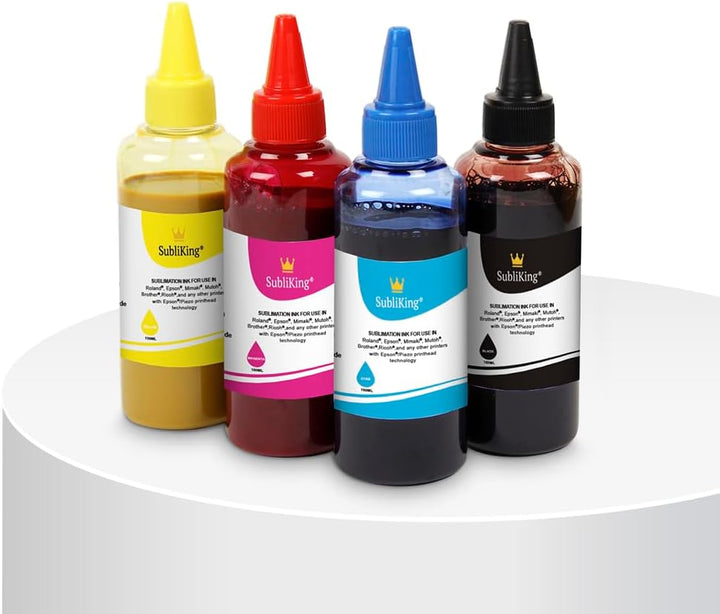 4X 100ml SubliKing® Sublimationstinte (CMYK-Set) für Epson, Ricoh &, 4x 100ml Sublimationstinte, cya
