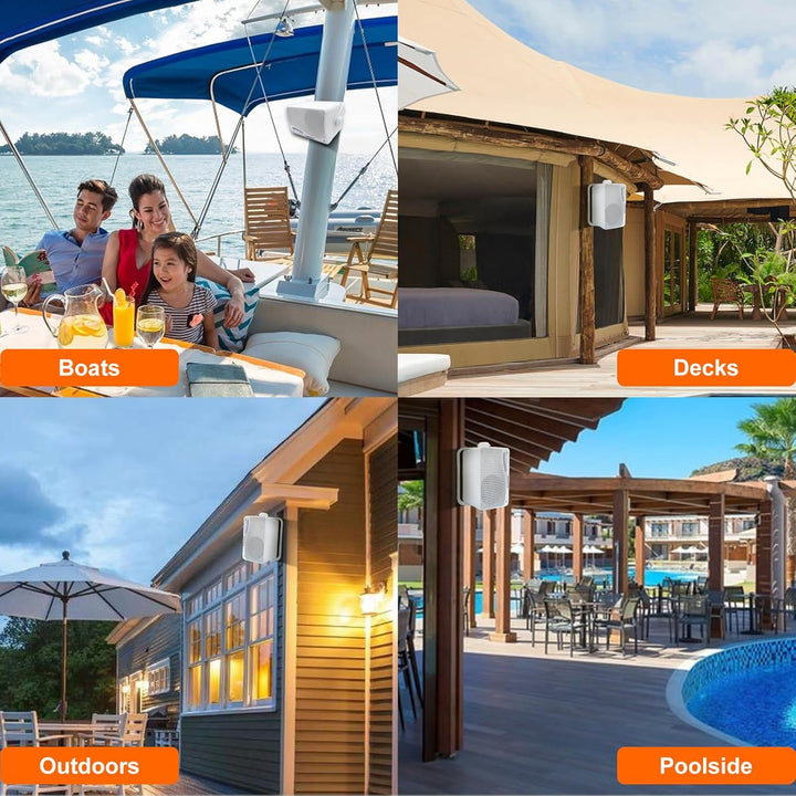 STUDIOFINIX Outdoor-Bluetooth-Lautsprecher -3,5 Zoll Paar 3-Wege 200W, Wandhalterung wasserdicht Mar