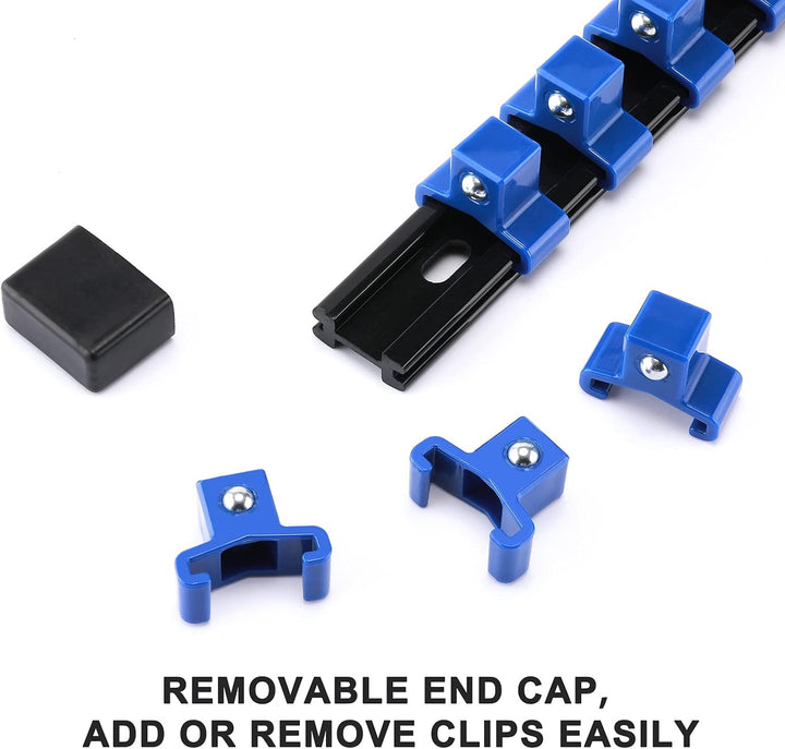 CASOMAN 12PC ABS Socket Organizer, Premium Quality Socket Holders,1/4-Inch x 48 Clips, 3/8-Inch x 90