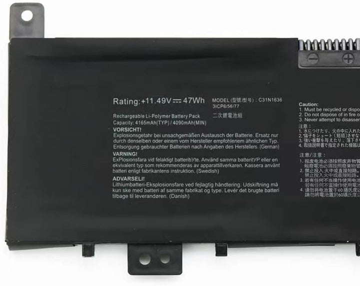 ASKC C31N1636 Laptop Akku für ASUS VivoBook Pro 15 N580VD N580VD-DM027T N580GD N580VN X580GD X580GD-