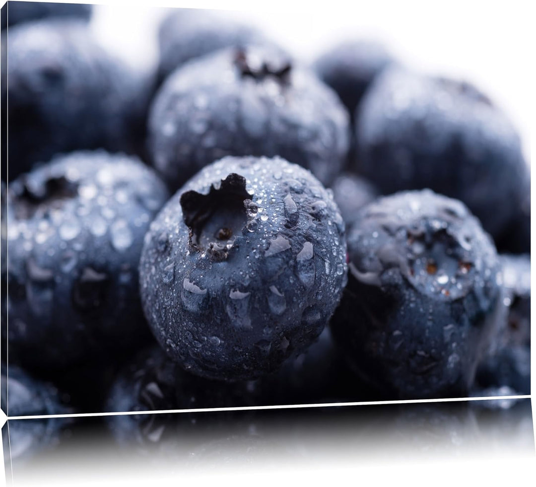 fruchtige Heidelbeeren Format: 100x70 auf Leinwand, XXL riesige Bilder fertig gerahmt mit Keilrahmen
