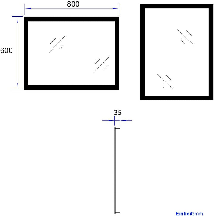 EMKE LED Badspiegel 80x60cm Badezimmerspiegel mit Beleuchtung Warmweissen Lichtspiegel Wandspiegel I