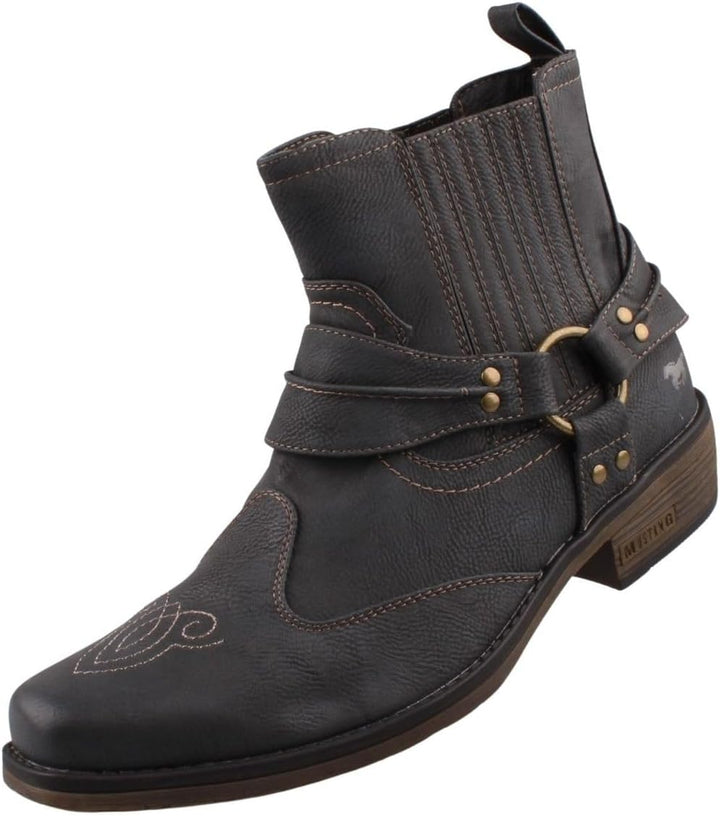 MUSTANG Herren Western Stiefelette Cowboystiefel 46 EU Grau Graphit, 46 EU Grau Graphit