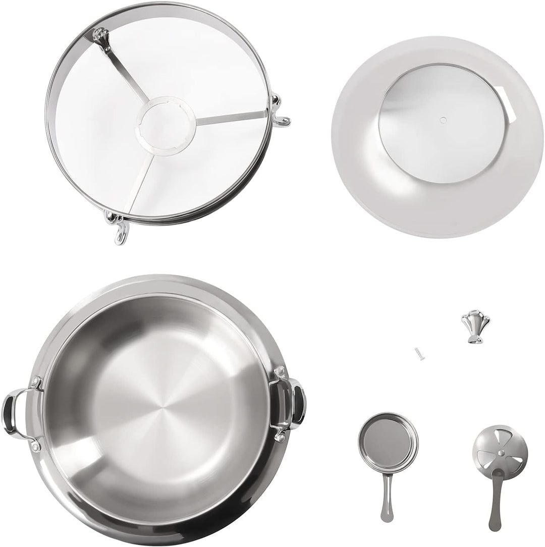 SABUIDDS 3L Edelstahl Warmhaltebehälter Speisenwärmer mit Rund Mahlzeit Brennpastenbehälter Chafing