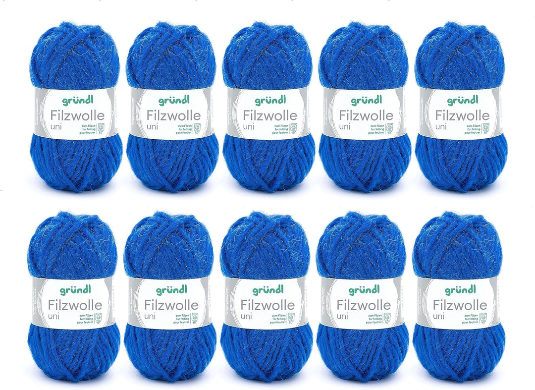 Gründl Filzwolle uni (Wolle zum Filzen, Stricken und Häkeln, Garn aus 100% Schurwolle, 50 g / 50 m,