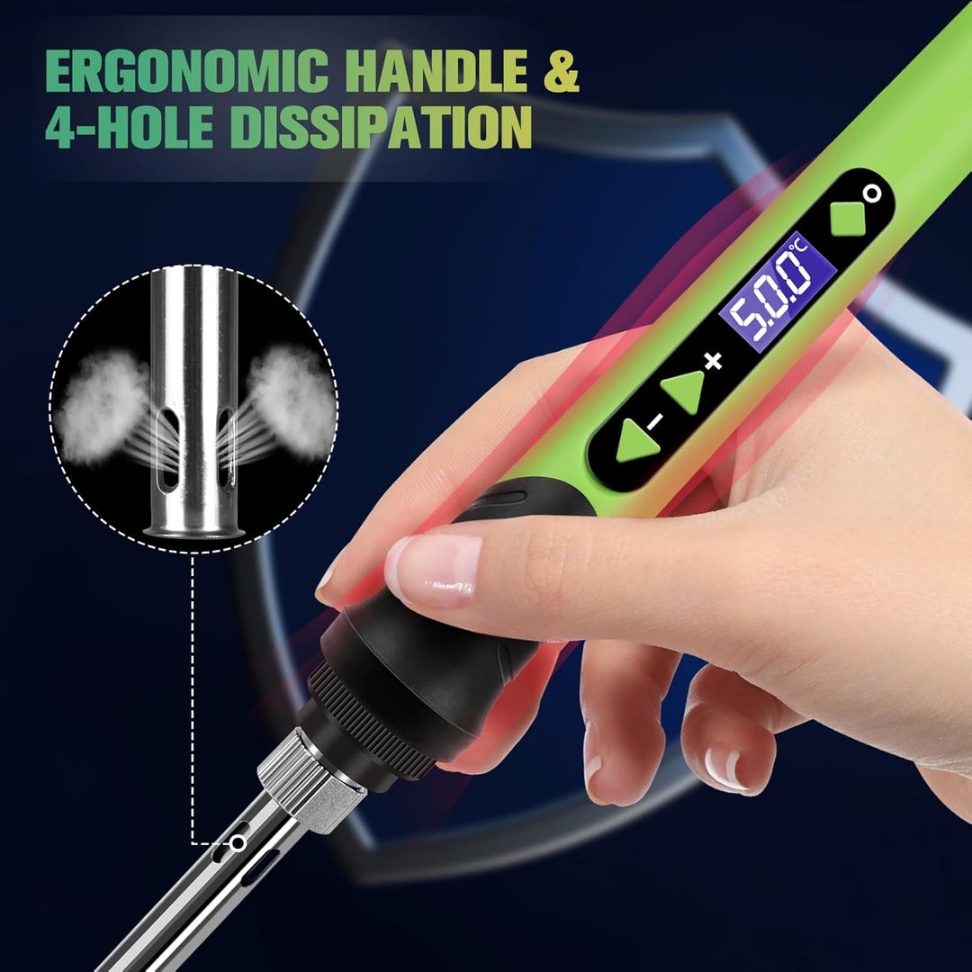 Lötkolben, 90W Lötset, LCD-12-in-1-Lötwerkzeug, einstellbare Temperatur 200–500 °C, mit 5 * austausc