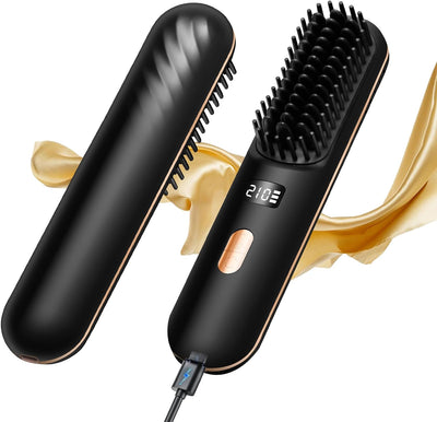 Kabellose Glättbürste, Mini Haarglätter Bürste, UKLISS USB Portable Negative Ion Hair Straightener B