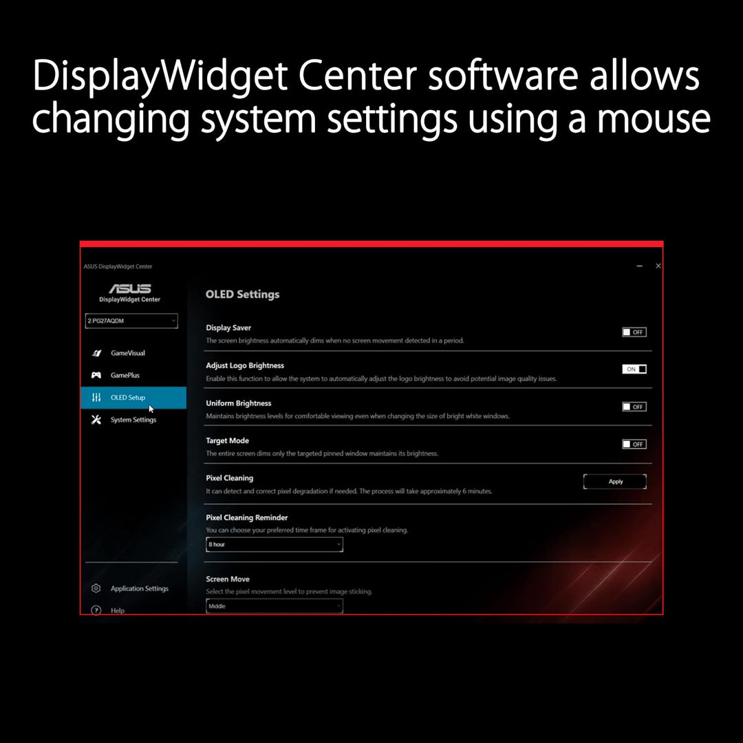 ASUS ROG Swift OLED PG27AQDM - 27 Zoll WQHD Gaming Monitor - 240 Hz, 0.03ms GtG, G-Sync, FreeSync, G