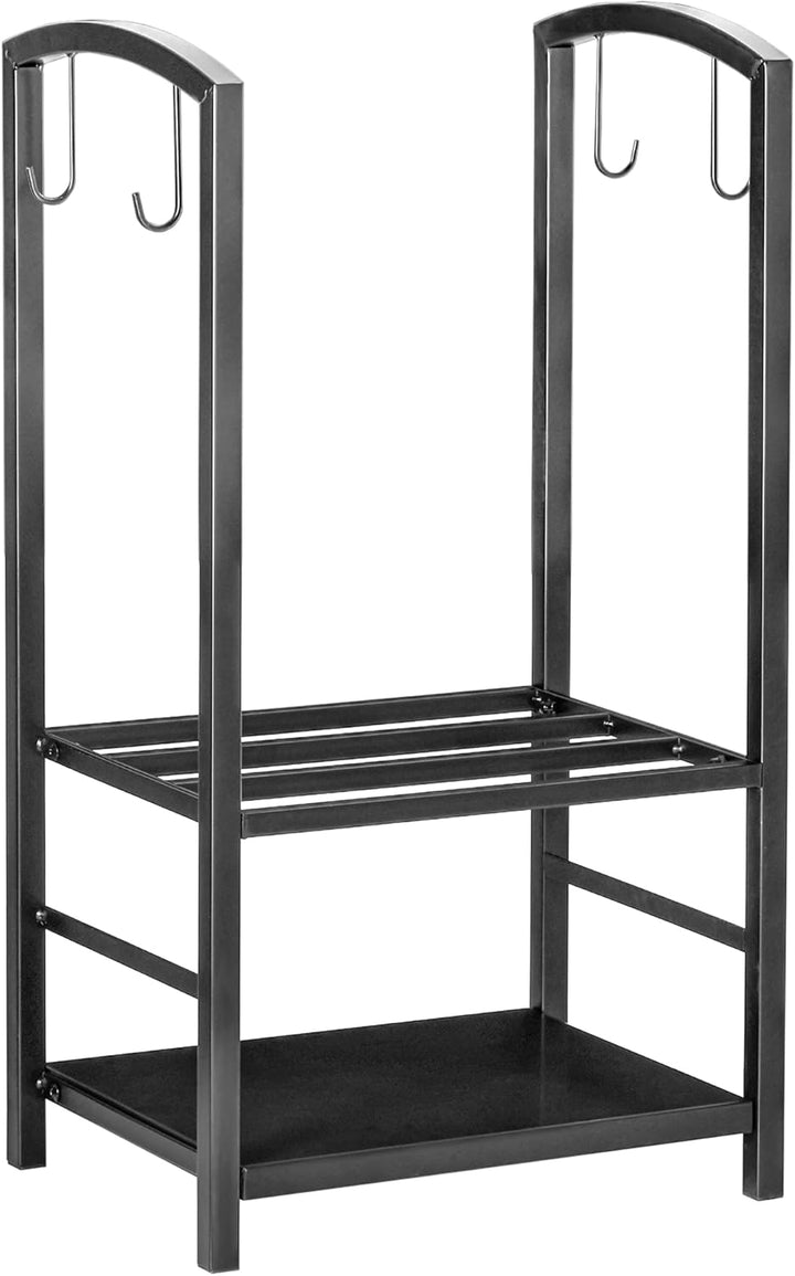 Outsunny Kaminholzständer Brennholzregal Feuerholzablage 2 Schichte Kaminwerkzeug Schwarz 40x30x74,5
