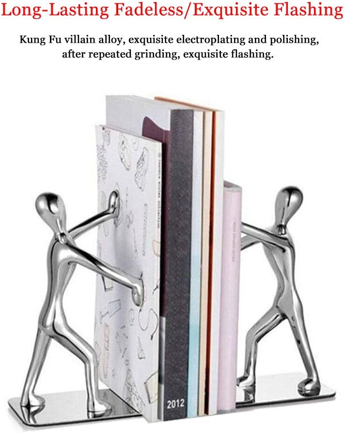 MerryNine Robuste Kung-Fu-Mann-Buchstützen aus Edelstahl, Buchstütze aus Edelstahl, kreativer Buchsc