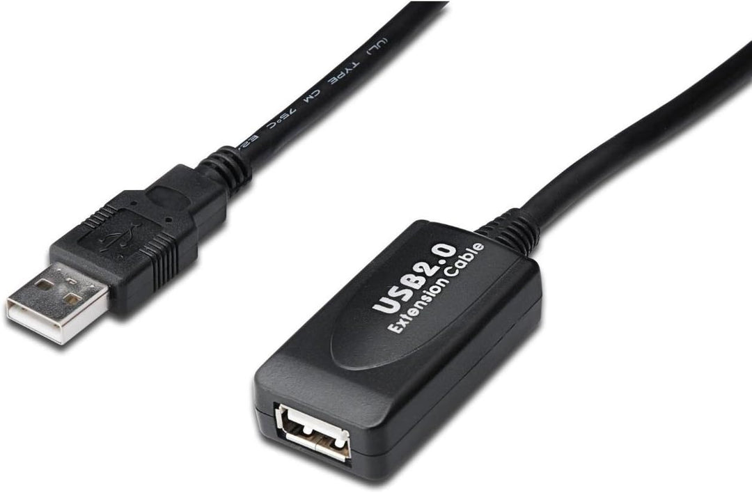 DIGITUS Aktives USB 2.0 Verlängerungskabel, Repeaterkabel, 25 m Länge, USB A Stecker auf USB A Buchs