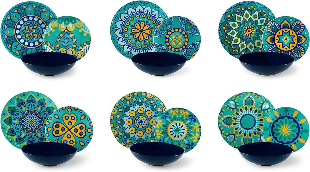Excelsa Mandala Mediterraneo Tafelservice, 18-teilig, Porzellan, mehrfarbig