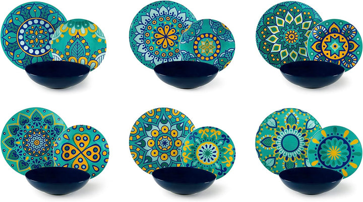 Excelsa Mandala Mediterraneo Tafelservice, 18-teilig, Porzellan, mehrfarbig