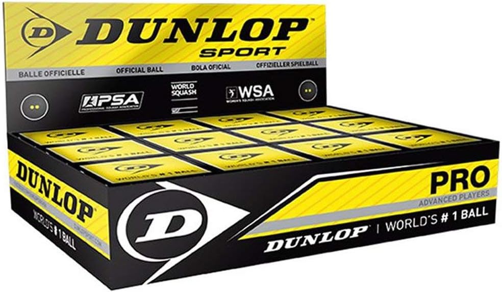 Dunlop Sports Xx Squashball – Pro Box Dozen Pack Schwarz/Doppelgelber Punkt, Dozen Pack Schwarz/Dopp