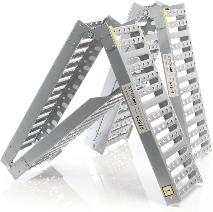 XPOtool 2X Auffahrrampe 340kg 3-Fach klappbar Verladerampen 197x23cm rutschfest Stahl für Motorrad