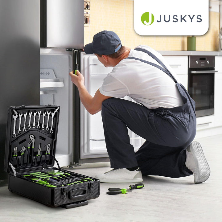 Juskys Werkzeugkoffer - 1200 teilig Werkzeug, Werkzeugtrolley gefüllt, Werkzeugkiste, Set, Rollen