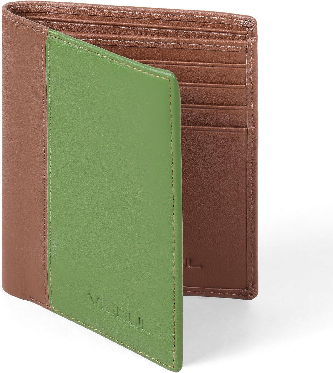 VISOUL Echt Leder Geldbörse Herren mit RFID Schutz Portemonnaie Gross mit Münzfach 10 Fächer Echtled