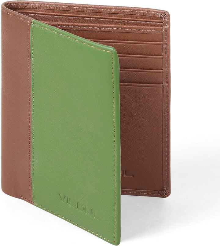 VISOUL Echt Leder Geldbörse Herren mit RFID Schutz Portemonnaie Gross mit Münzfach 10 Fächer Echtled