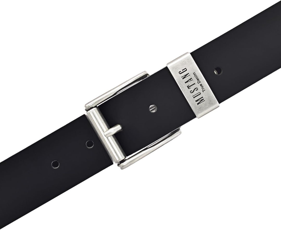 MUSTANG Herren Ledergürtel MG2104R04 40mm Gürtelbreite Braun Schwarz 80-115cm W85 Schwarz (0790), W8