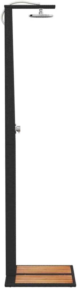 Faroom Rattan Gartendusche mit 180° Regenduschkopf Grosser Pooldusche mit Lattenboden Outdoor Dusche