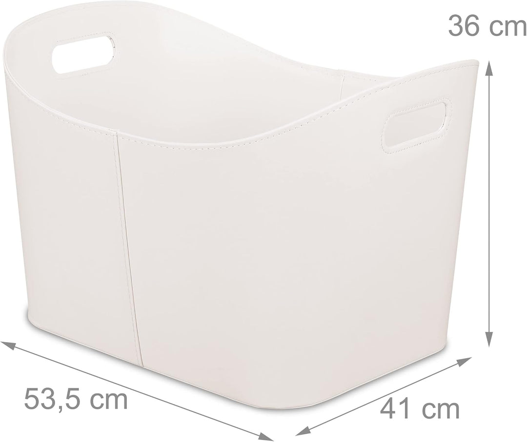 Relaxdays Holzkorb Kunstleder XL, stabiler Feuerholzkorb mit Tragegriffen, Brenn- und Kaminholz, All