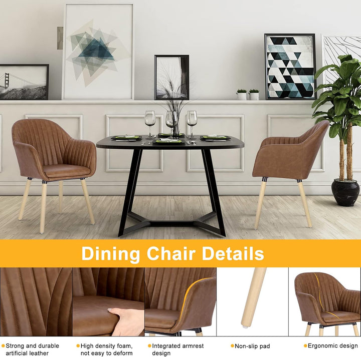 WOLTU Esszimmerstühle BH336br-2 2er Set Küchenstuhl Wohnzimmerstuhl Polsterstuhl Design Stuhl mit Ar