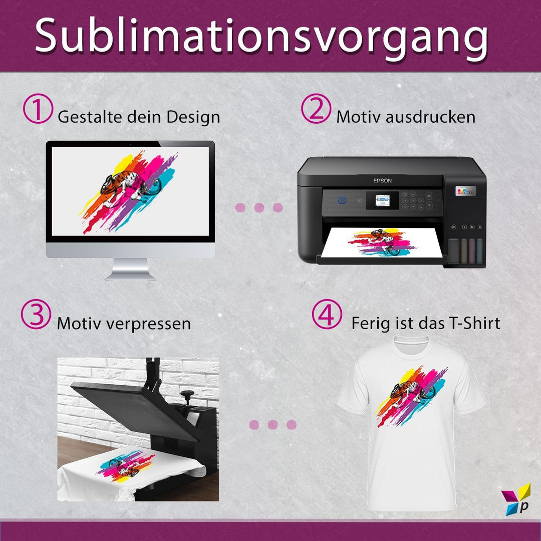 4X 250ml SubliKing® Sublimationstinte (CMYK-Set) für