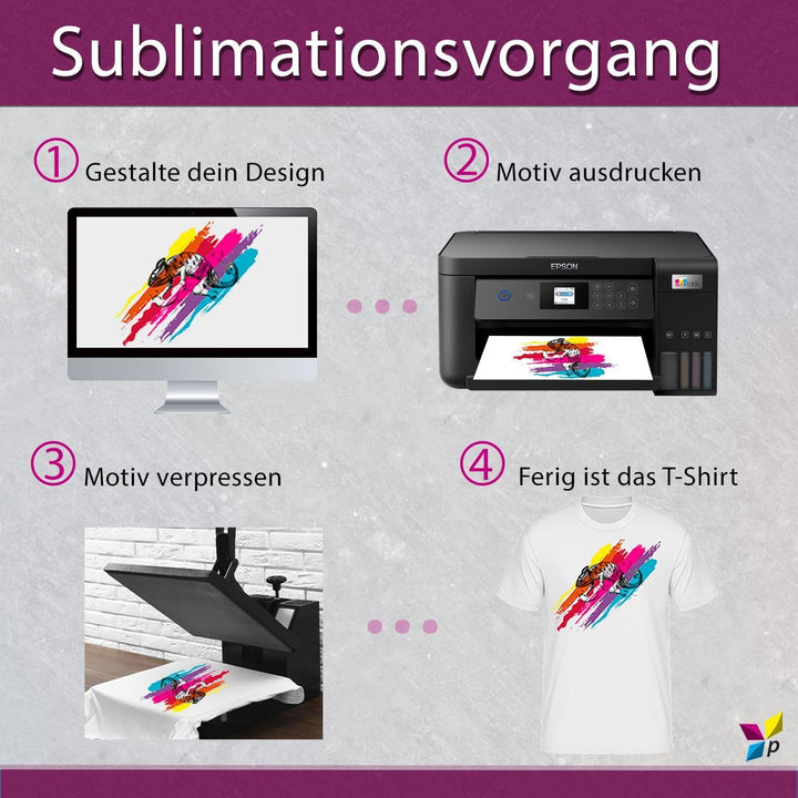 4X 100ml SubliKing® Sublimationstinte (CMYK-Set) für Epson, Ricoh &, 4x 100ml Sublimationstinte, cya