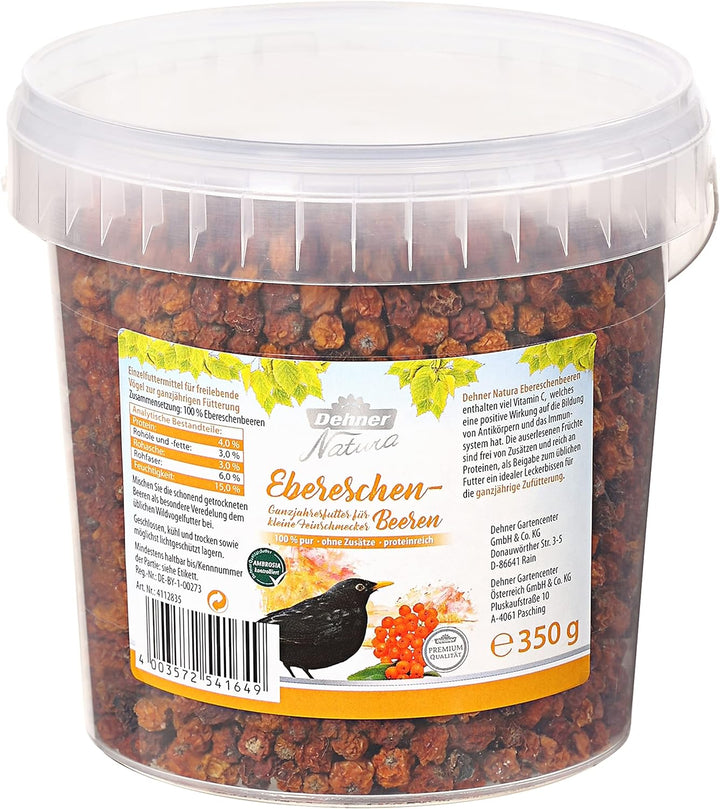 Dehner Premium Natura Wildvogelfutter, Eberschenbeeren, 6 x 350 g (2.1 kg) Eberschenbeeren 6 x 350 g
