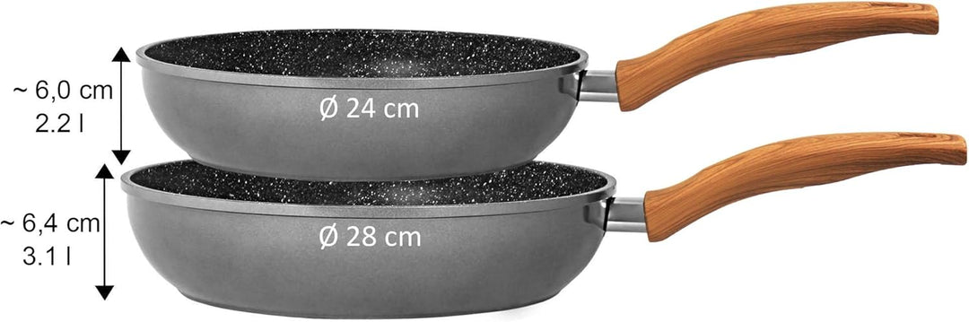 Stoneline Back to Nature Schmorpfanne 28 cm, Made in Germany, hoher Rand, hohe Pfanne für öl- und fe