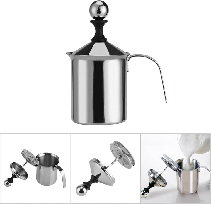 Milchaufschäumer, Milchaufschäumer Manuell, 400 Ml / 800 Ml Edelstahl Manuelle Milchaufschäumer Dopp
